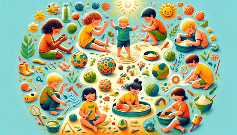 Kinder erforschen die Welt durch taktile Wahrnehmung