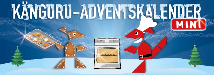 Känguru-Adventskalender mini mit weihnachtlichen Känguru-Figuren und mathematischen Rätseln.